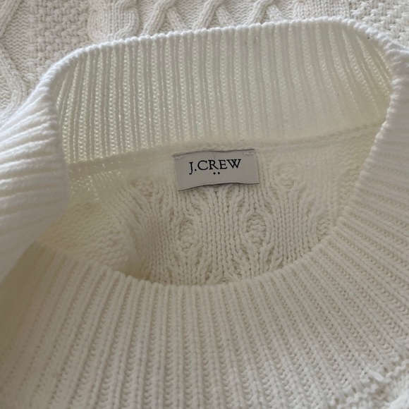 J.Crew Fisherman Women's White Cable Knit Poncho Sweater, One Size - Picture 6 of 10